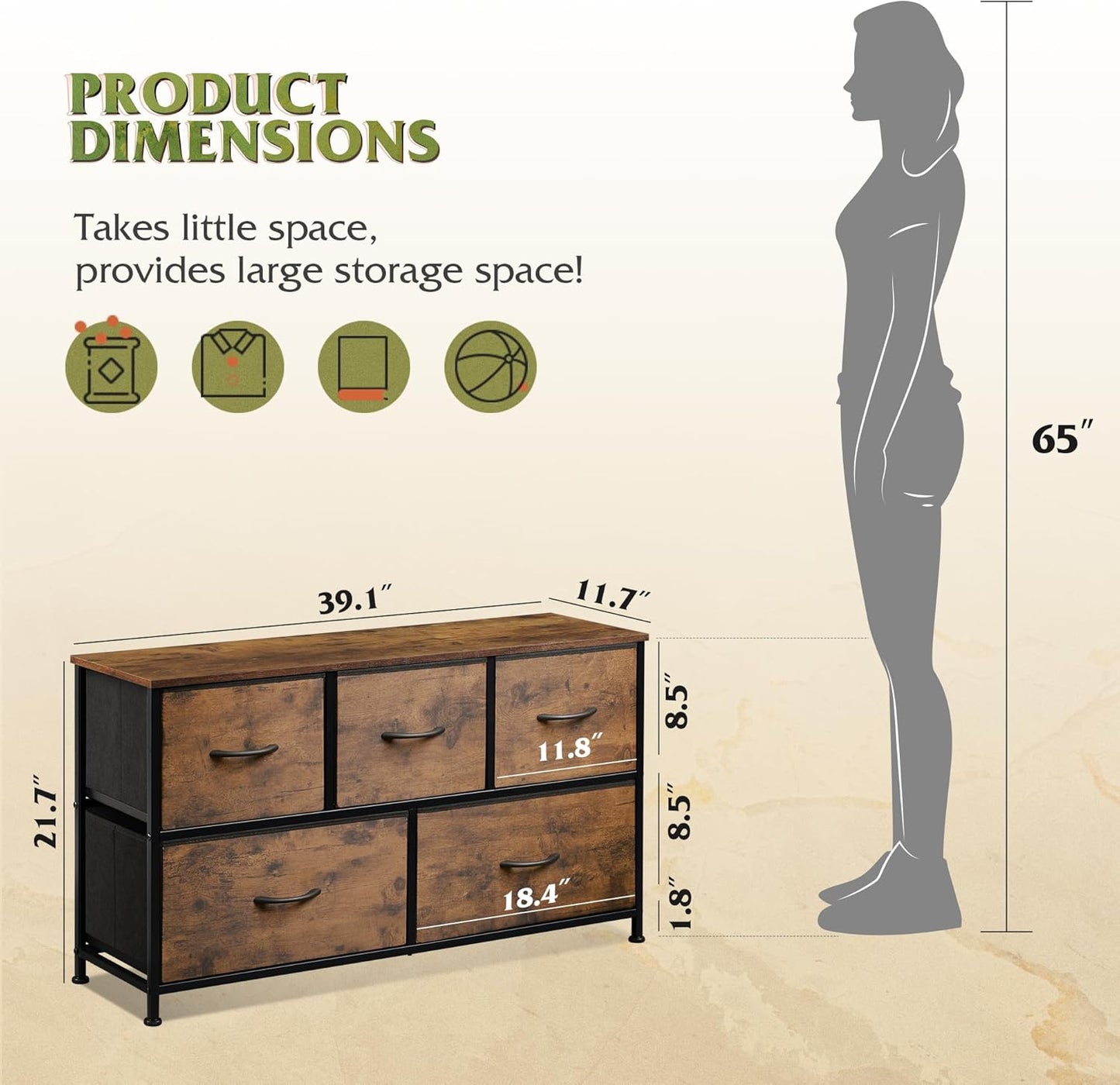 Everwood Signature Amara – Bedroom Dresser, Closet Organizer & Chest of Drawers