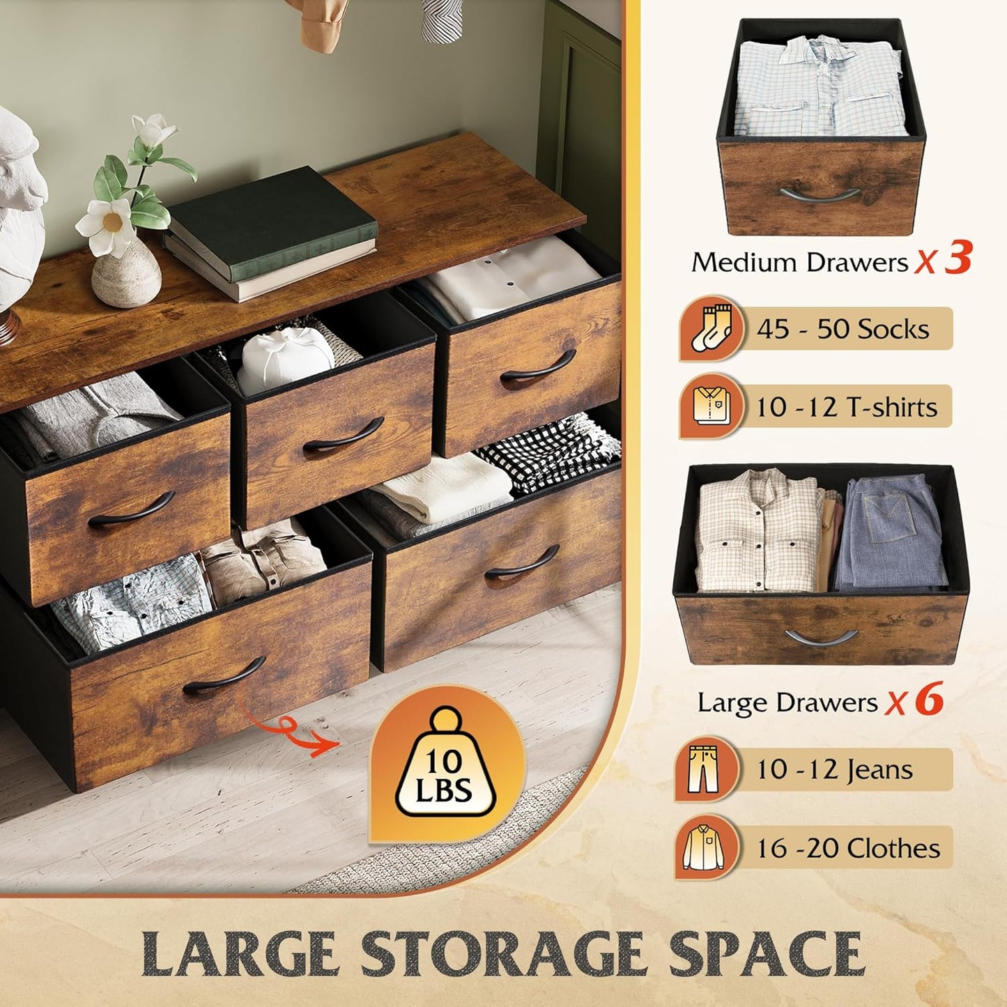 Everwood Signature Amara – Bedroom Dresser, Closet Organizer & Chest of Drawers