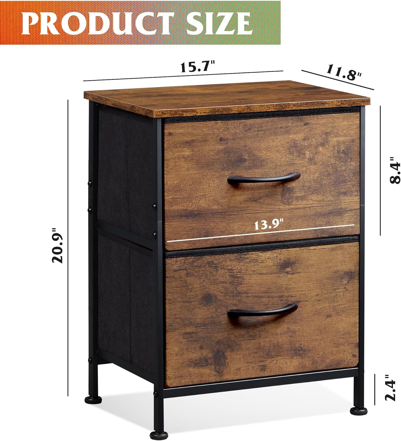 Everwood Signature Aluna – Night Stand for Bedroom, Bed Side Table