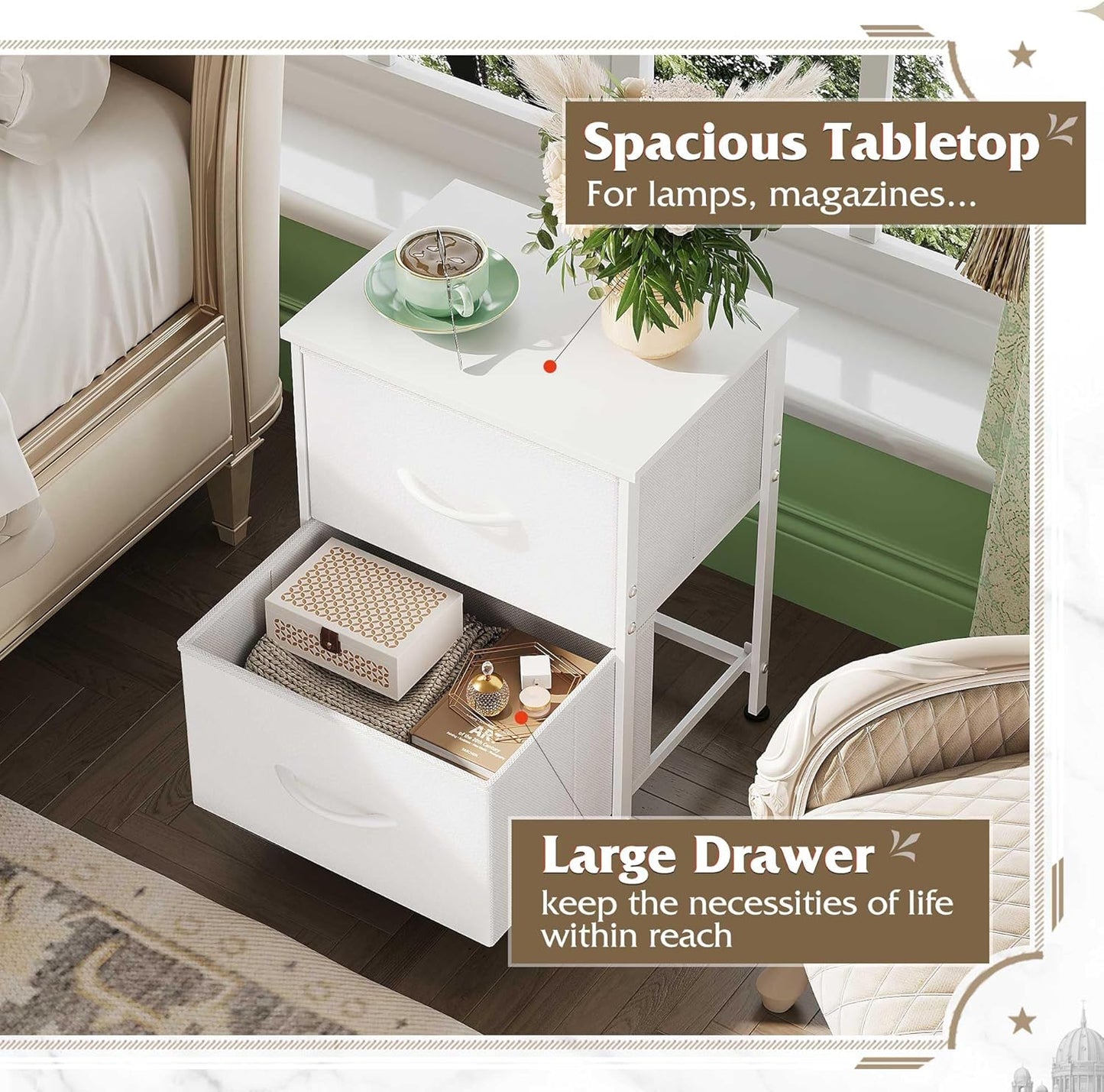 Everwood Signature Aluna – Night Stand for Bedroom, Bed Side Table