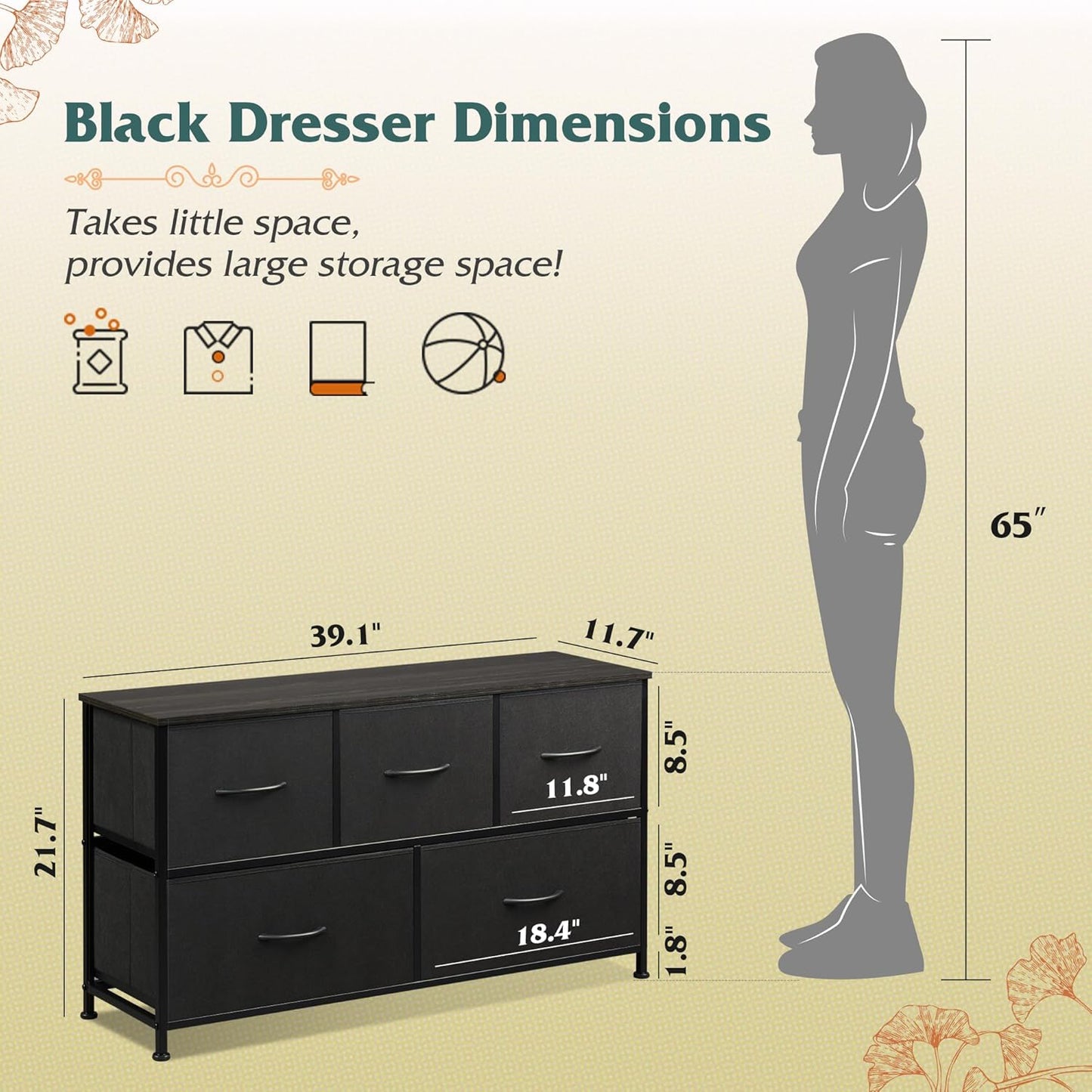Everwood Signature Amara – Bedroom Dresser, Closet Organizer & Chest of Drawers