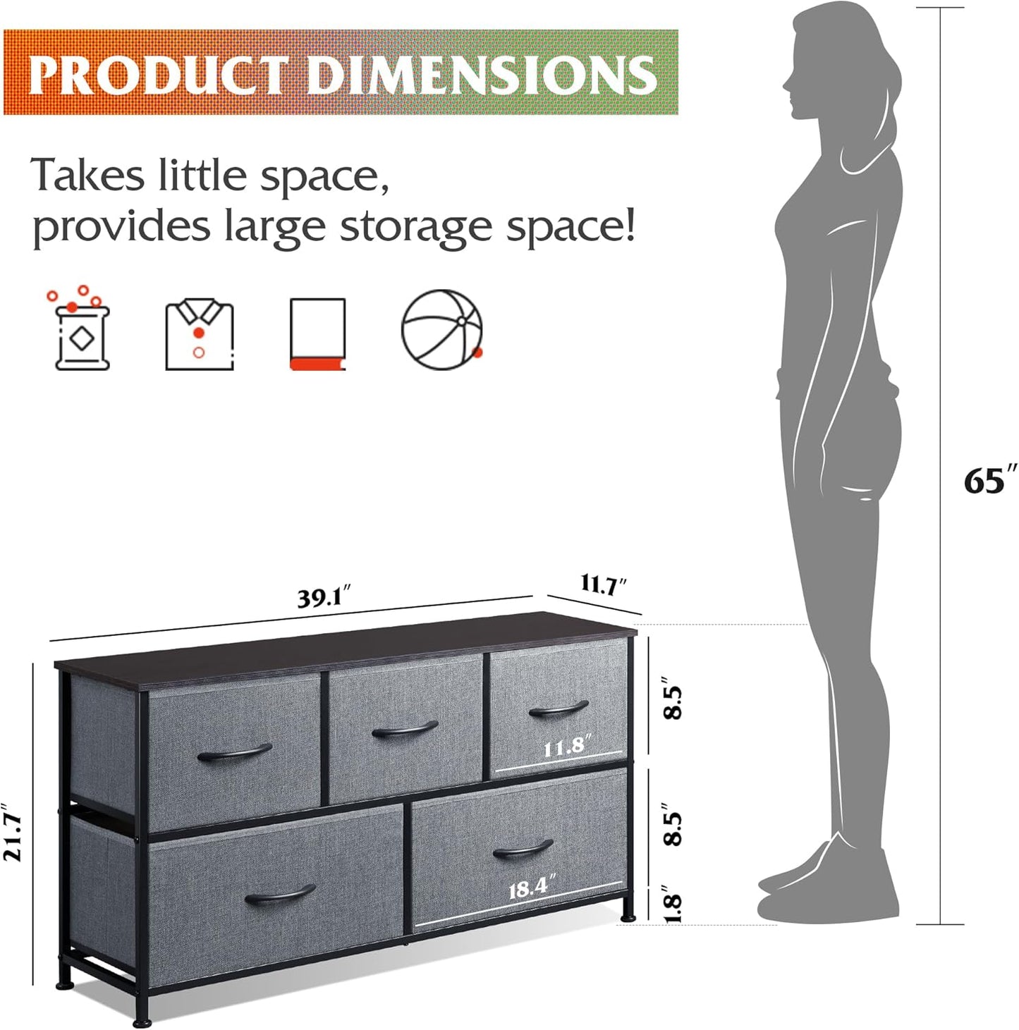 Everwood Signature Amara – Bedroom Dresser, Closet Organizer & Chest of Drawers