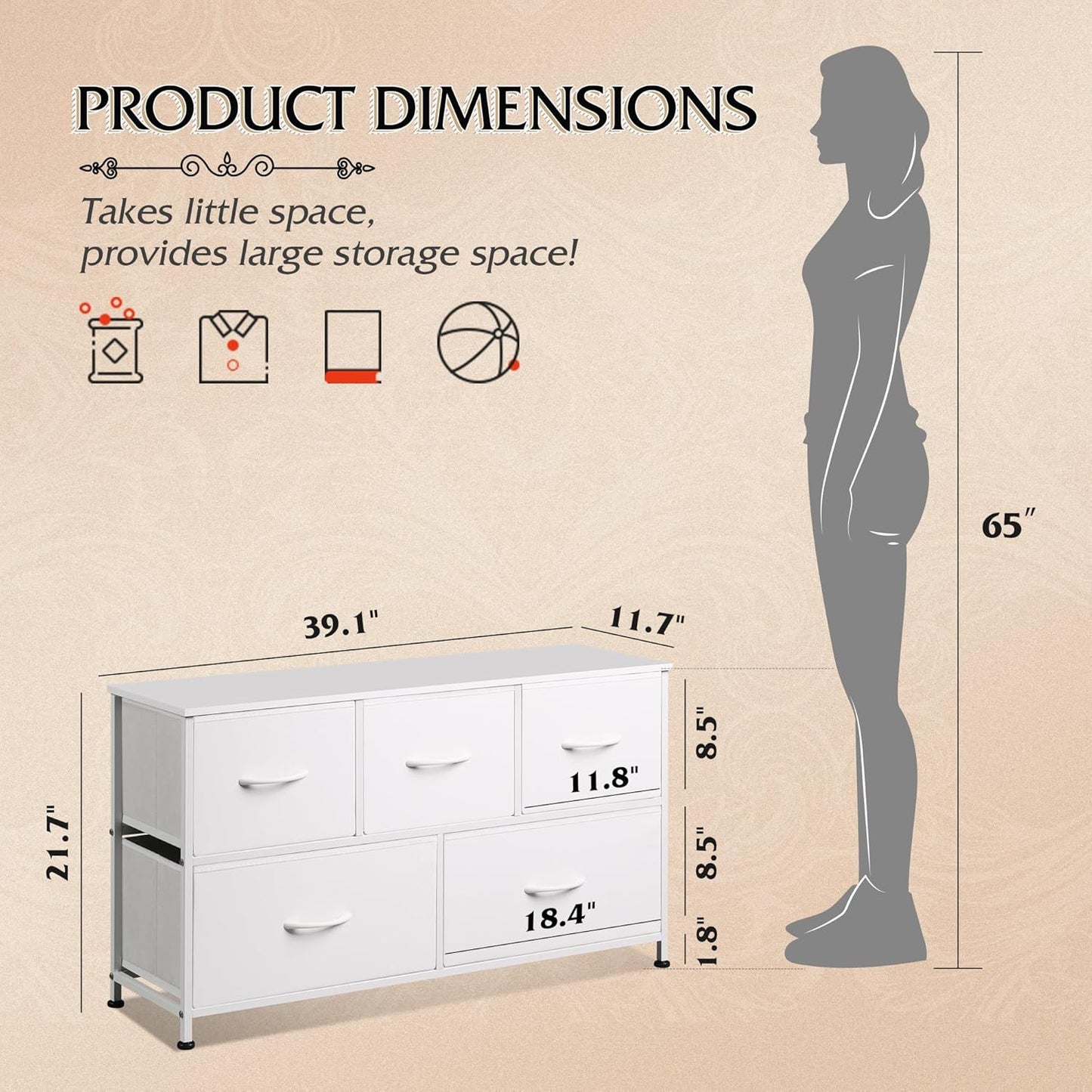 Everwood Signature Amara – Bedroom Dresser, Closet Organizer & Chest of Drawers